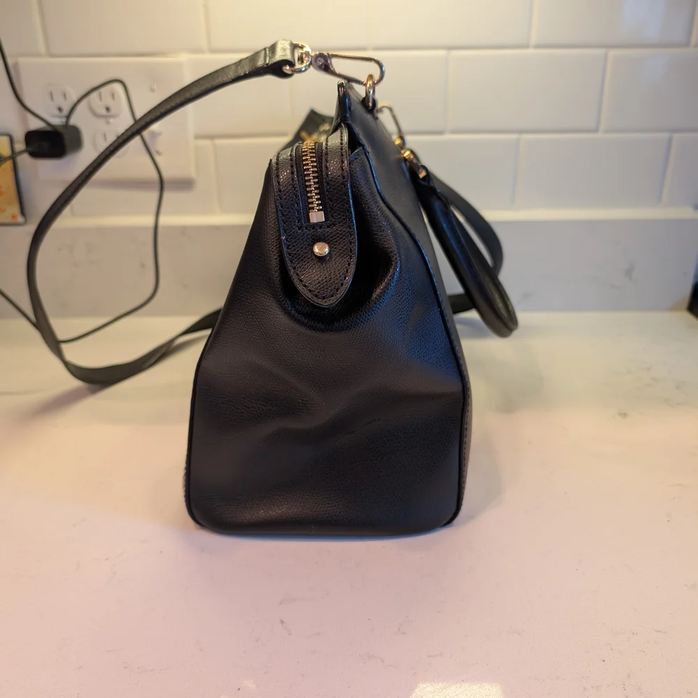 Lauren Ralph Lauren Whitby Black and White Snakeskin Satchel